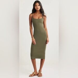 Open Edit green spaghetti strap midi dress L